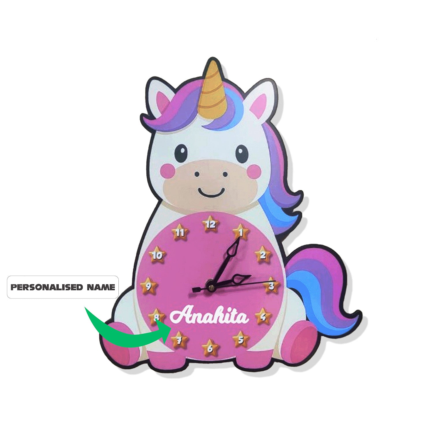Printed Clock Kids Room Decor - Cute Unicorn