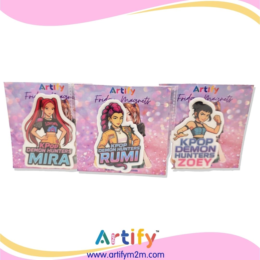 Premium Fridge Magnets | DEMON HUNTERZ | Strong Magnetic Grip & HD Print - K-Pop Decorative Magnets for Refrigerator, Lockers & Whiteboards - Scratch-Resistant Finish (Pack of 3) (Copy)