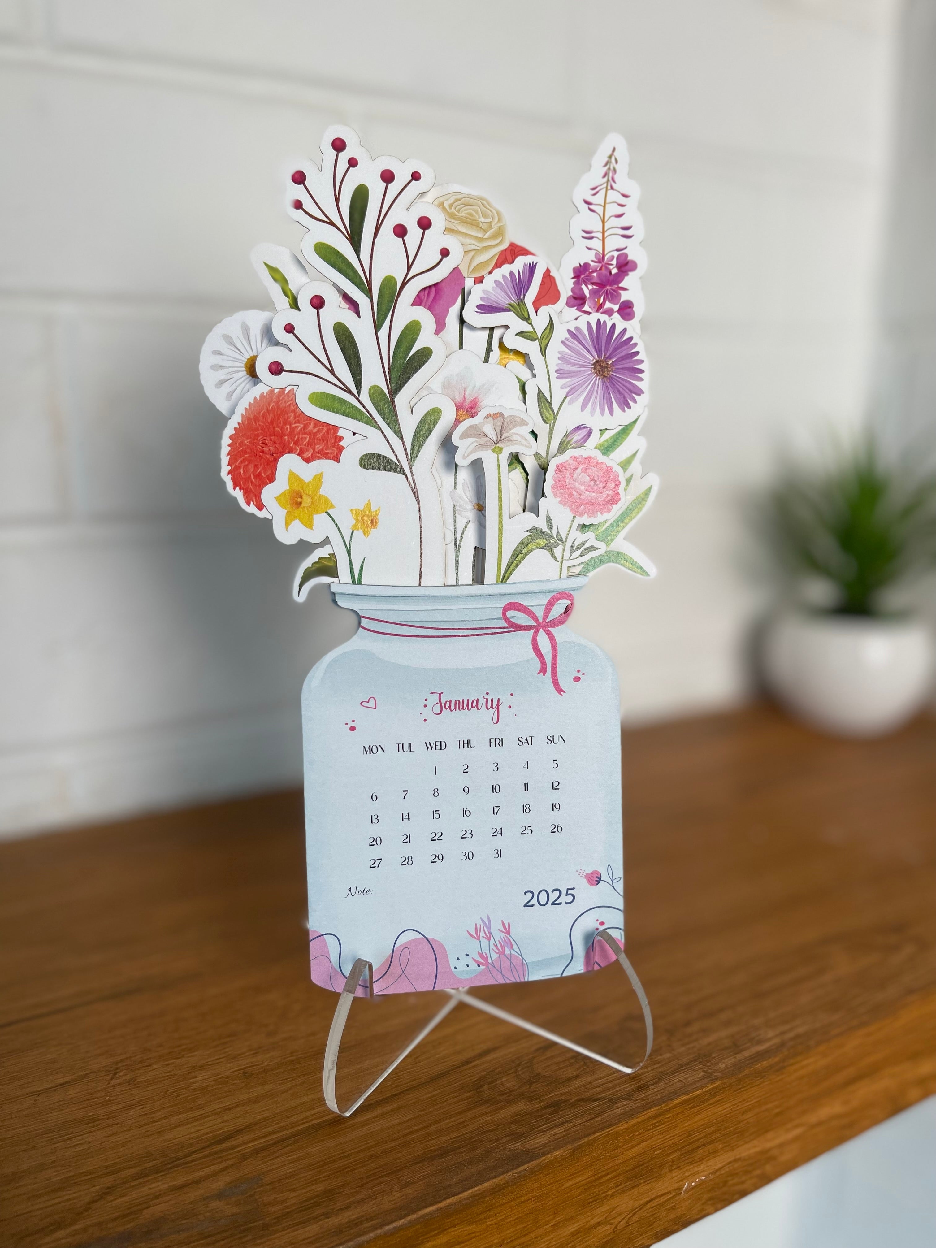 Floral Calendar Vase | Desktop Calendar