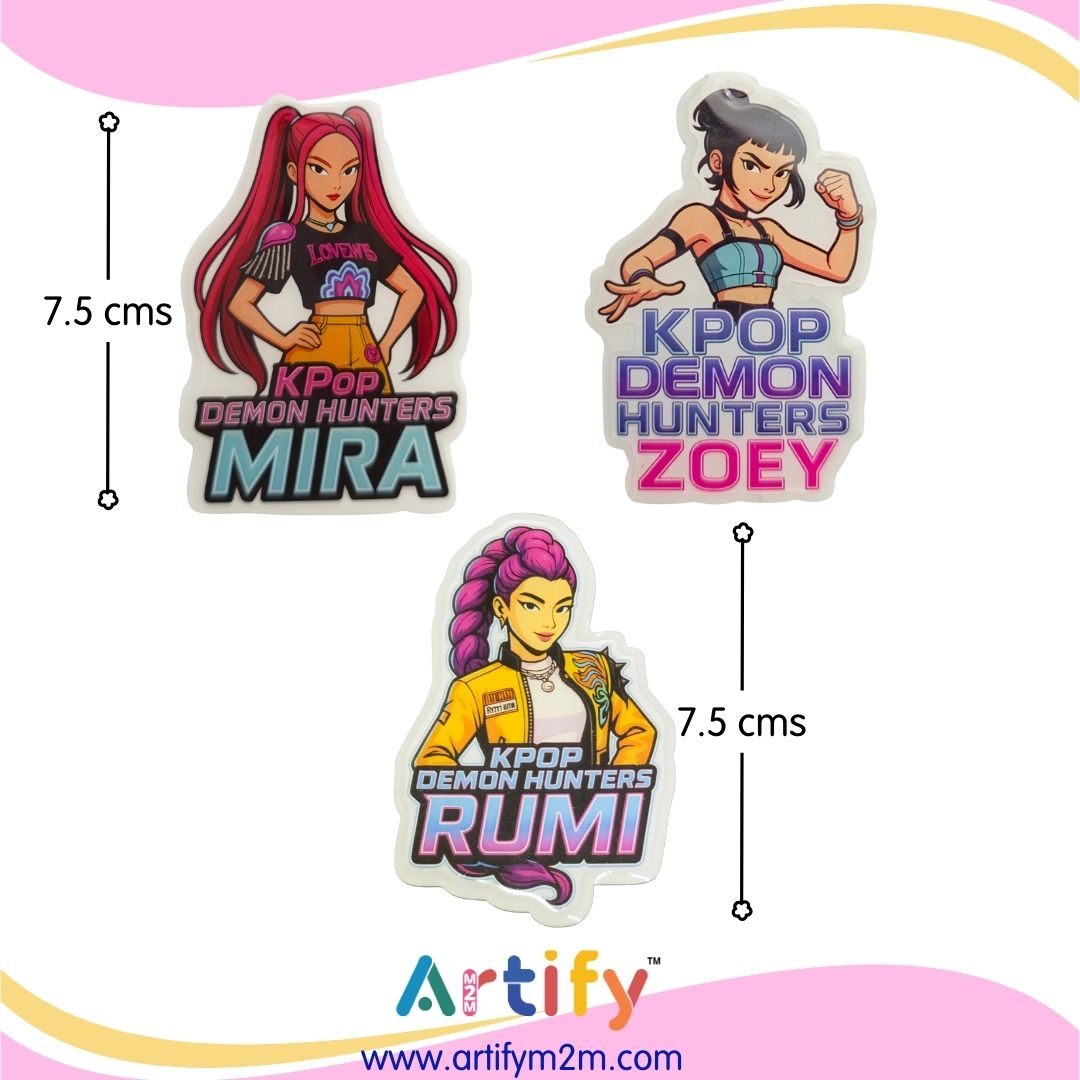 Premium Fridge Magnets | DEMON HUNTERZ | Strong Magnetic Grip & HD Print - K-Pop Decorative Magnets for Refrigerator, Lockers & Whiteboards - Scratch-Resistant Finish (Pack of 3) (Copy)