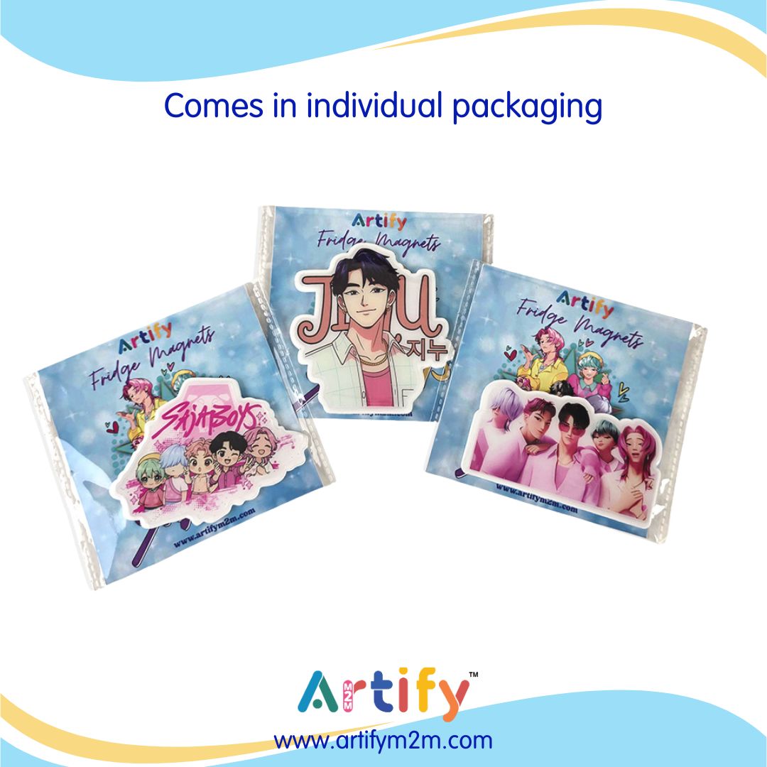 Premium Fridge Magnets - Strong Magnetic Grip & HD Print - K-Pop Decorative Magnets for Refrigerator, Lockers & Whiteboards - Scratch-Resistant Finish (Pack of 3)