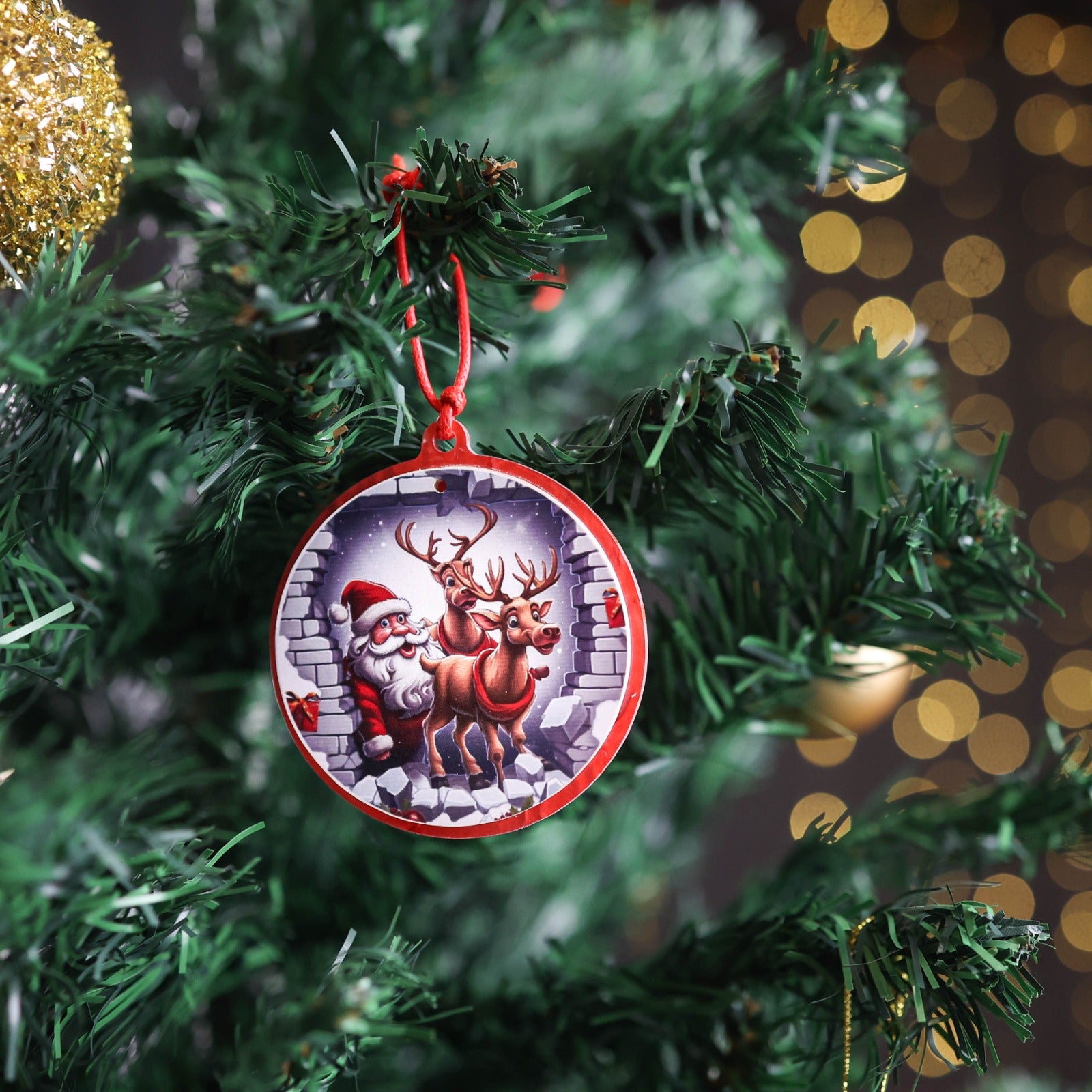 3D Looking Santa Claus Christmas Tree Ornaments