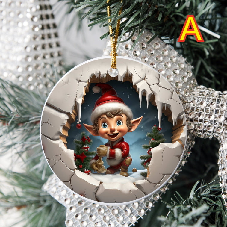 3D Looking Custom Christmas Tree Ornaments - Elf Set 2