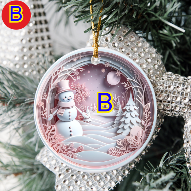 3D Looking Pastel Christmas Tree Ornaments - Snowman