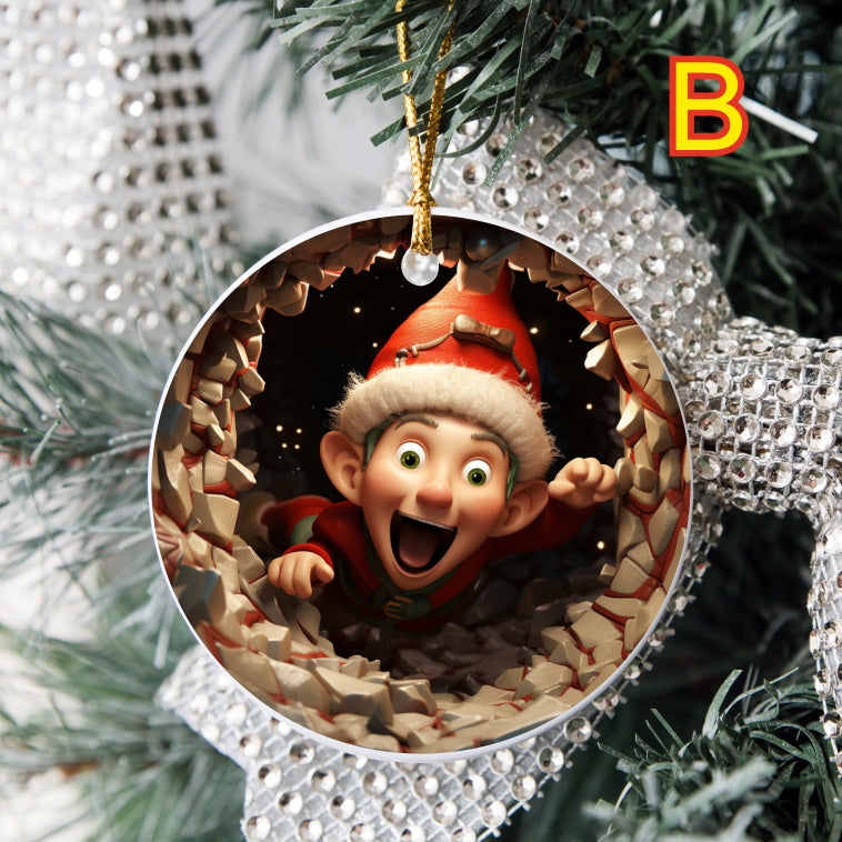 3D Looking Custom Christmas Tree Ornaments - Elf Set 1
