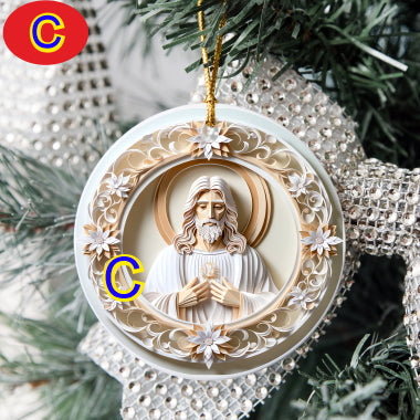 3D Looking Pastel Christmas Tree Ornaments - Jesus Christ