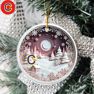 3D Looking Pastel Christmas Tree Ornaments - Snowman