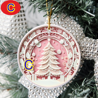 3D Looking Pastel Christmas Tree Ornaments - Christmas Tree