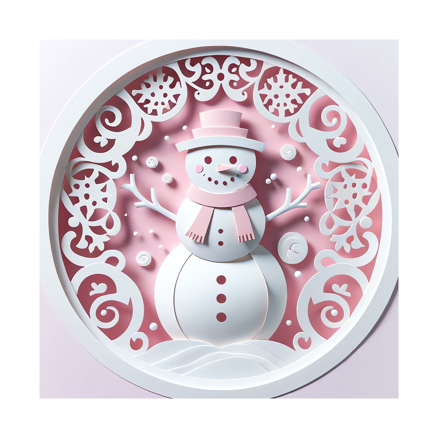 3D Looking Pastel Christmas Tree Ornaments - Snowman