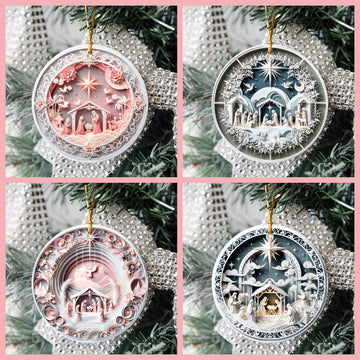3D Looking Pastel Christmas Tree Ornaments - Naitivity