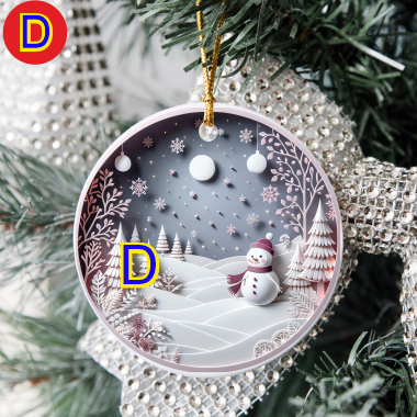 3D Looking Pastel Christmas Tree Ornaments - Snowman