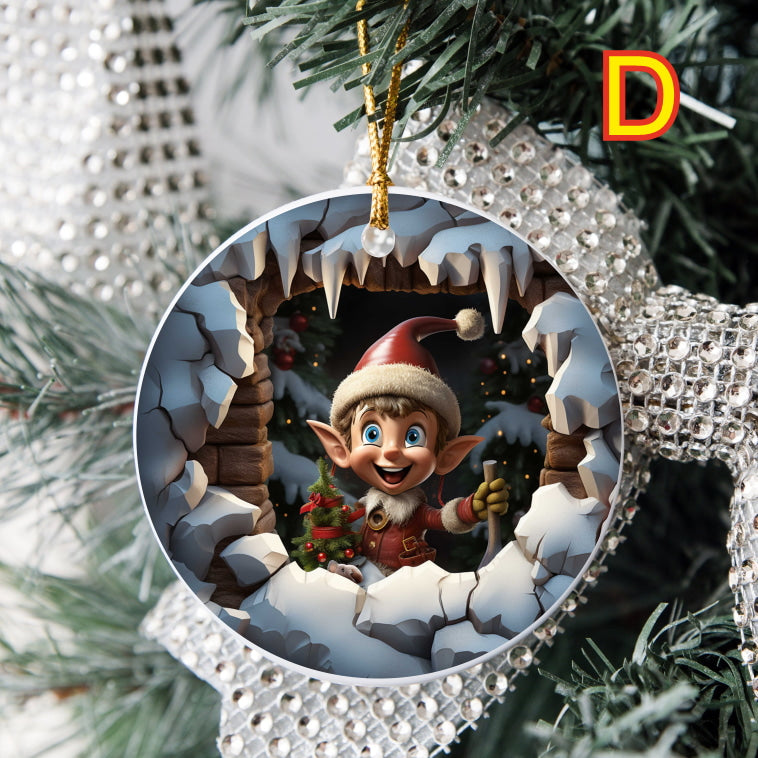3D Looking Custom Christmas Tree Ornaments - Elf Set 1