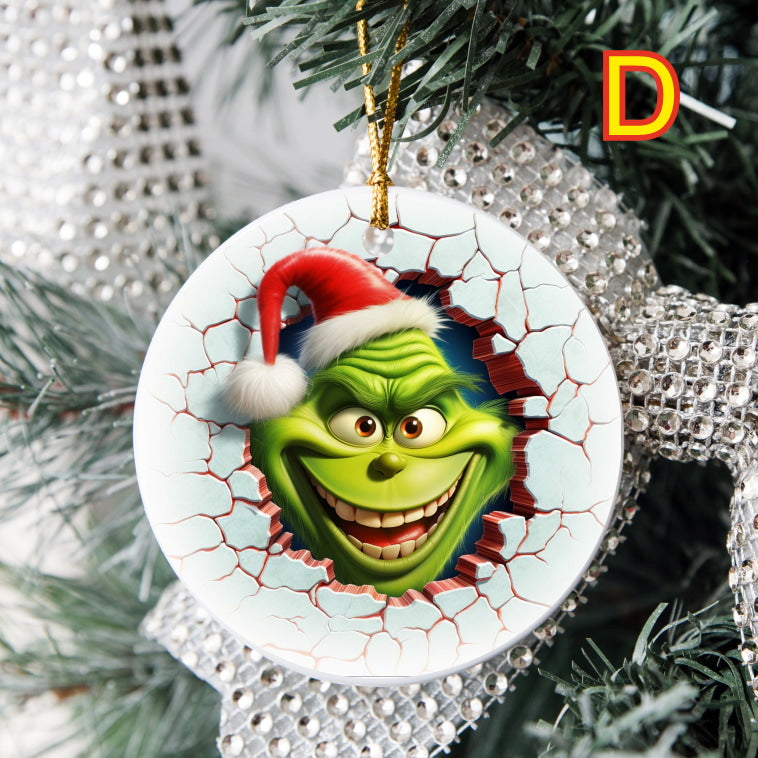 3D Looking Custom Christmas Tree Ornaments - Grinch Set 1