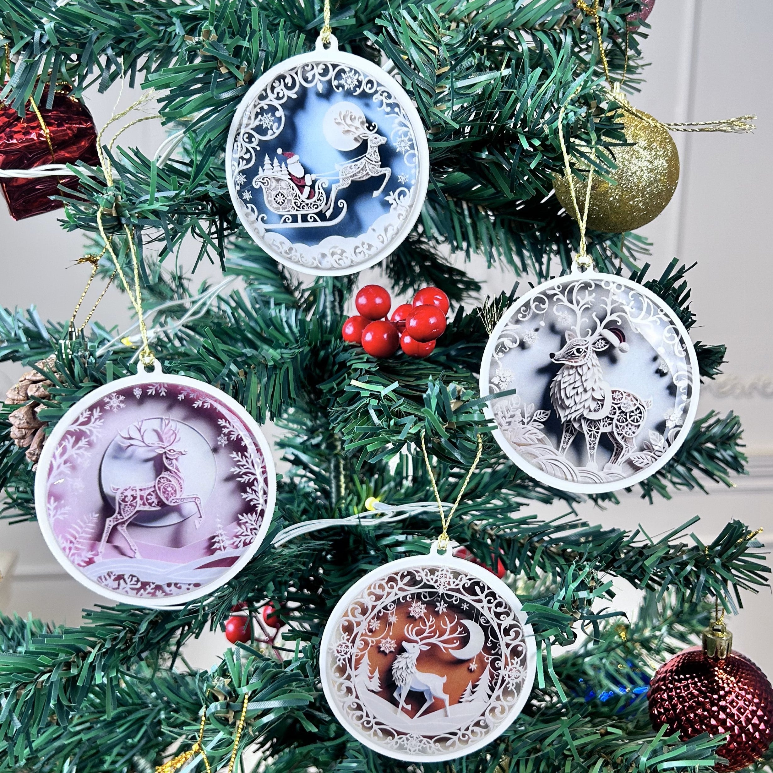 Pastel Christmas Tree Ornaments - Reindeer