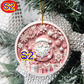 3D Looking Pastel Christmas Tree Ornaments - Santa