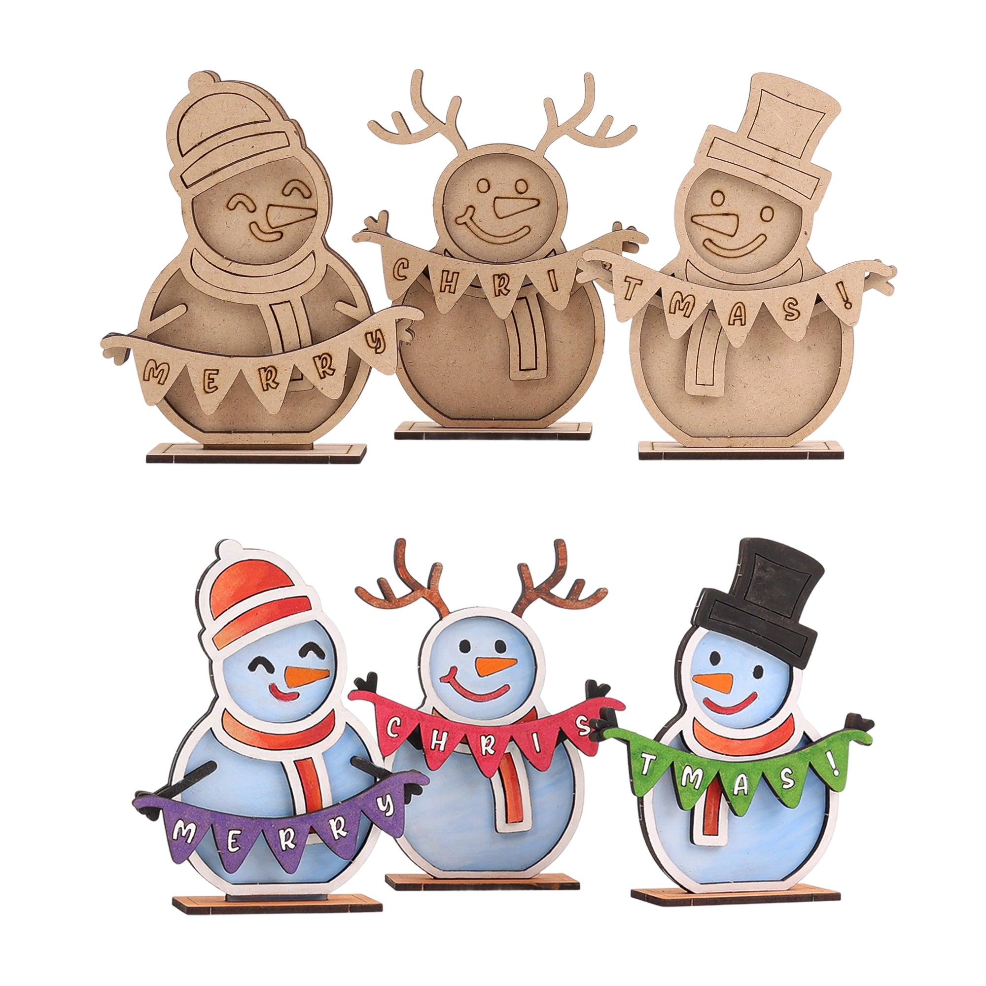 Merry Christmas Snowman & Reindeer Family