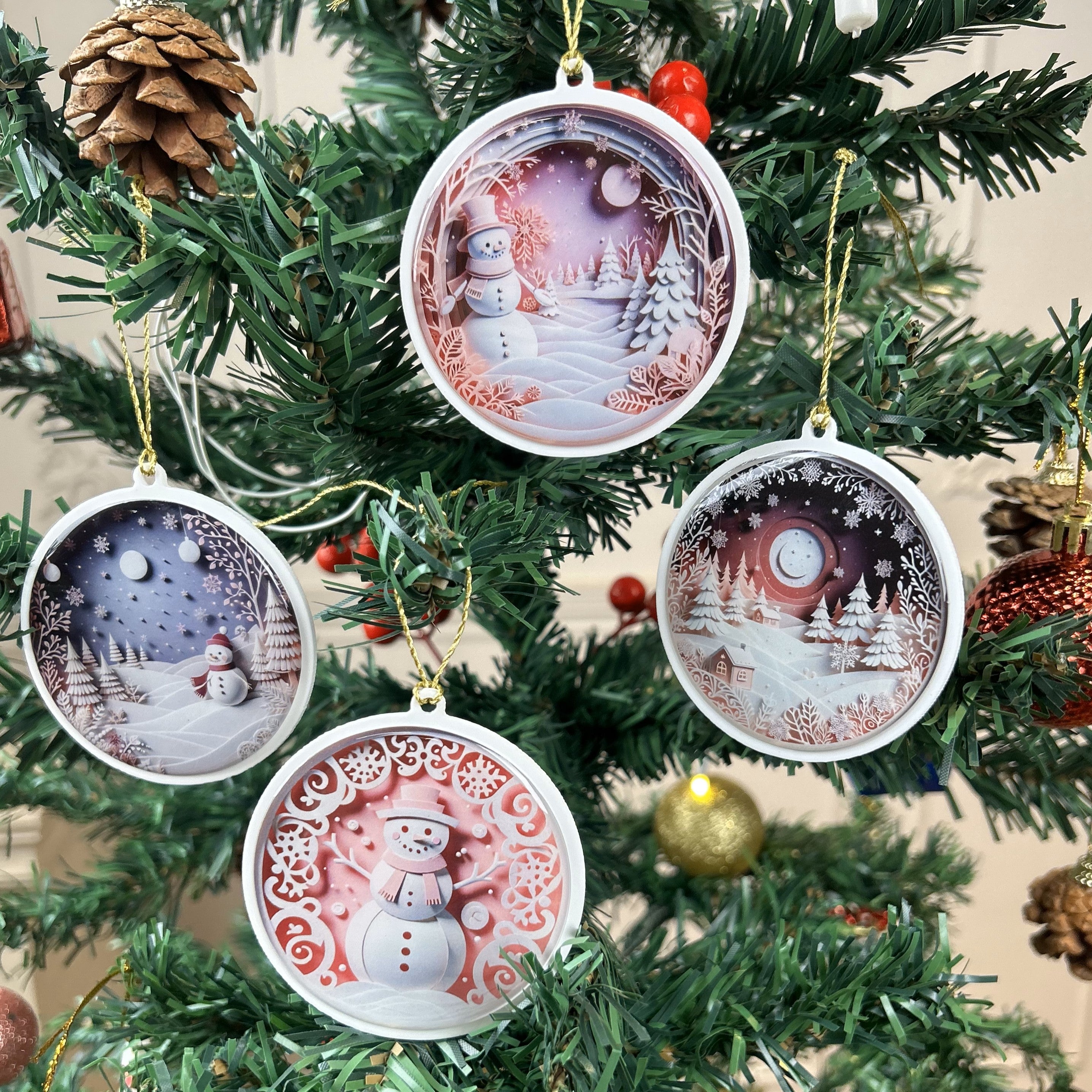Pastel Christmas Tree Ornaments - Snowman