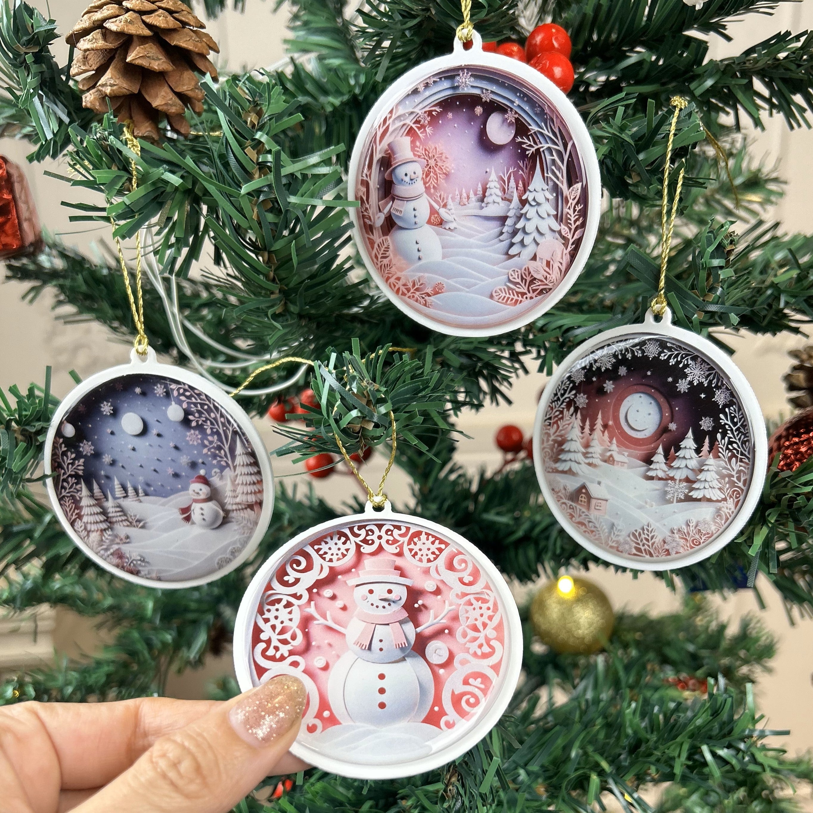 Pastel Christmas Tree Ornaments - Snowman