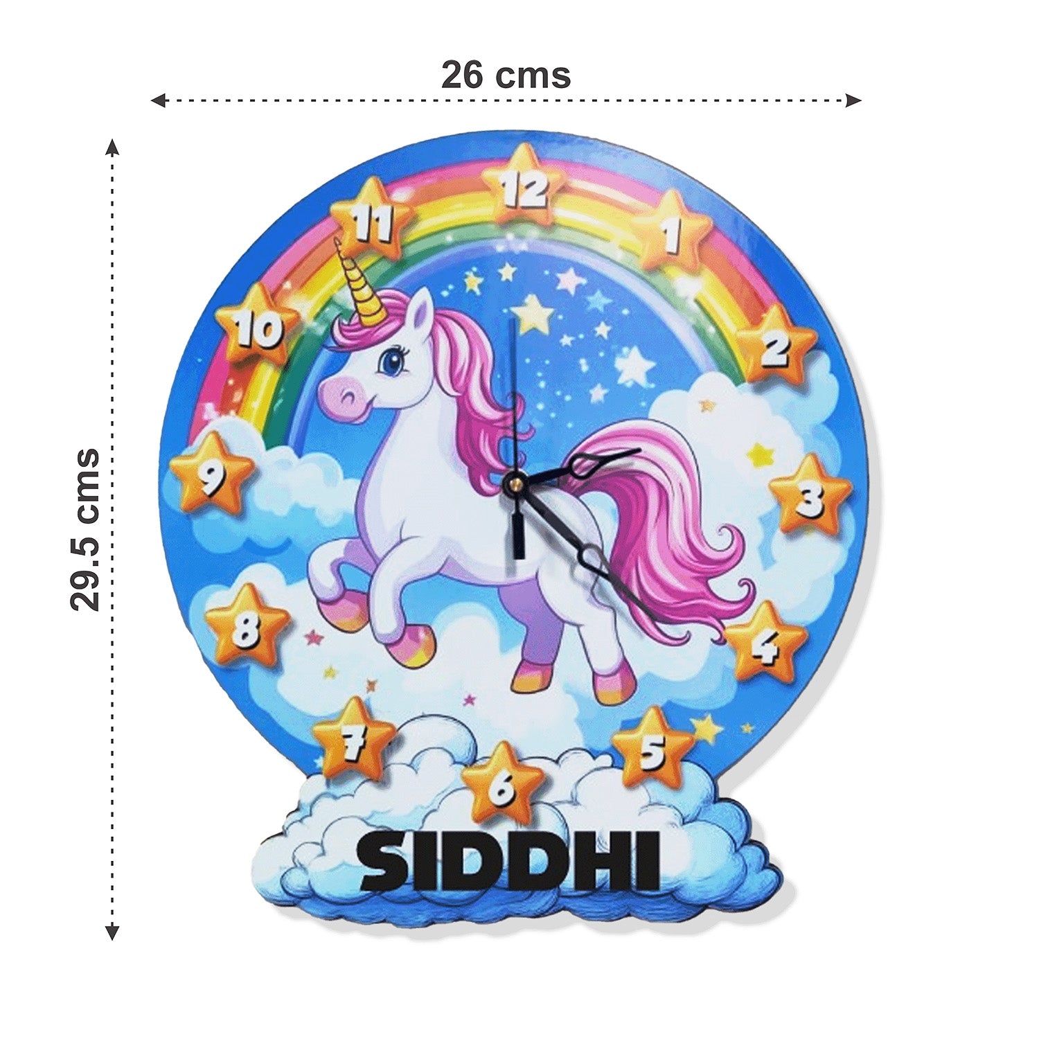 Printed Clock Kids Room Decor - Unicorn Clouds