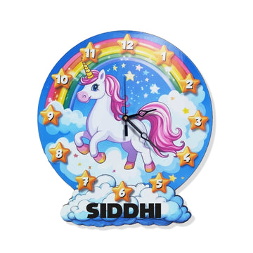 Printed Clock Kids Room Decor - Unicorn Clouds