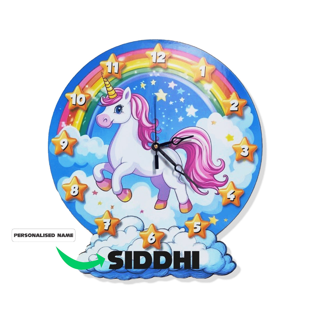 Printed Clock Kids Room Decor - Unicorn Clouds