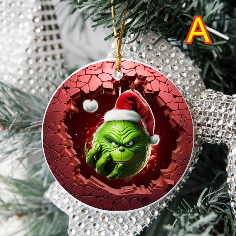 3D Looking Custom Christmas Tree Ornaments - Grinch Set 2