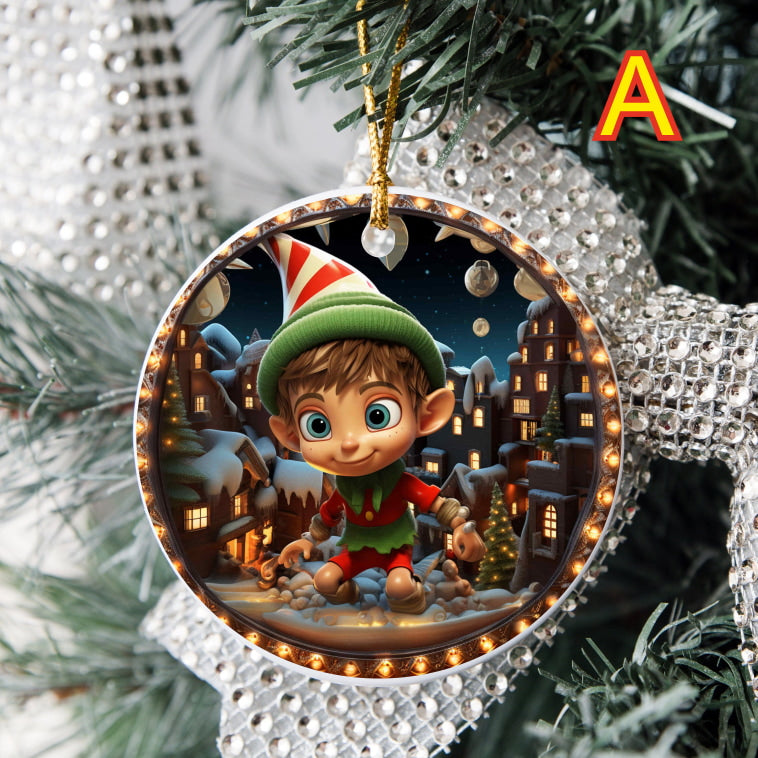 3D Looking Custom Christmas Tree Ornaments - Elf Set 1