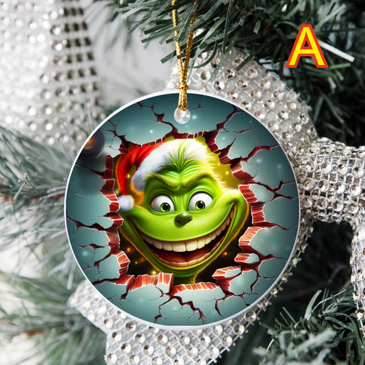 3D Looking Custom Christmas Tree Ornaments - Grinch Set 1