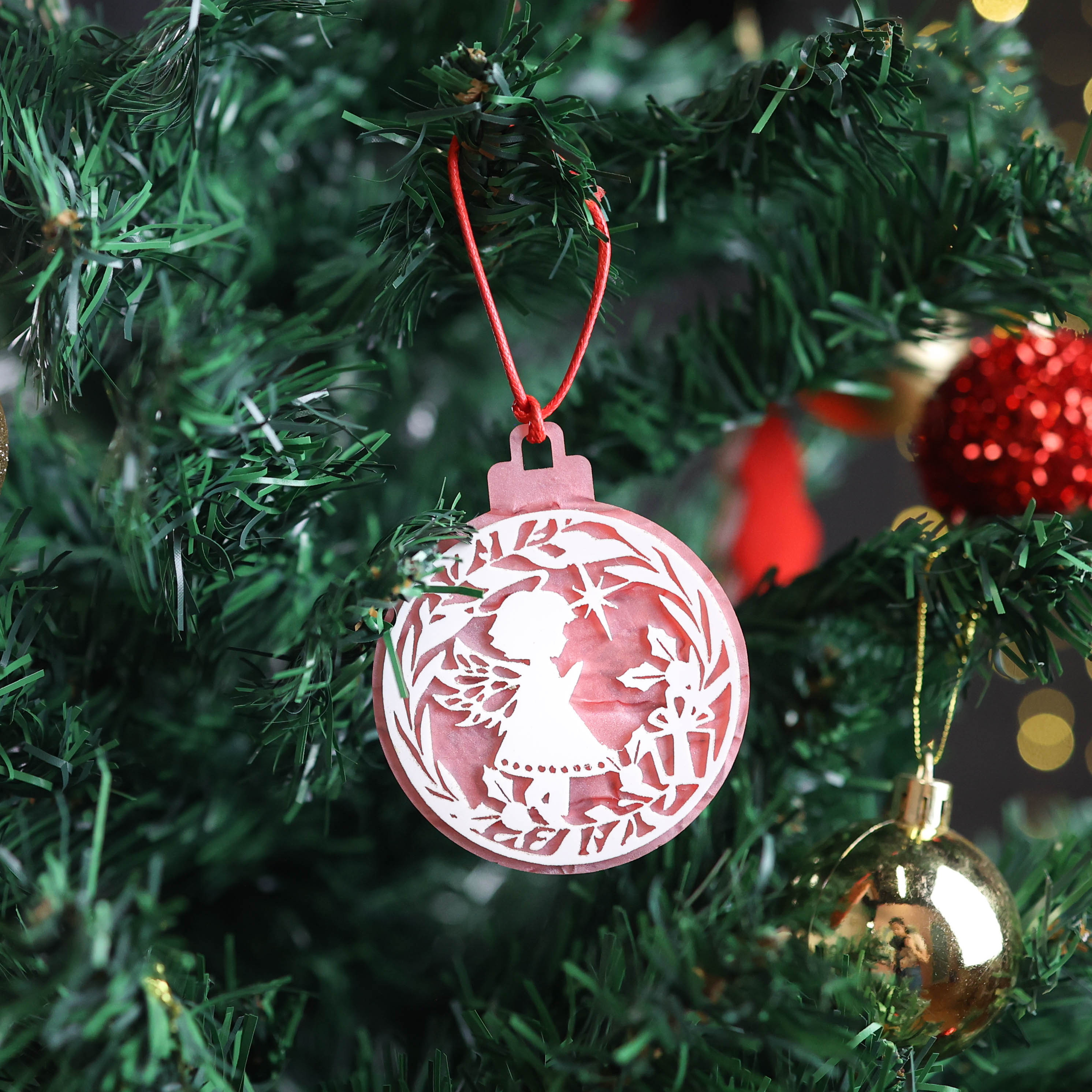 Christmas Tree Ornaments Acrylic Dual Layered - Set of 4