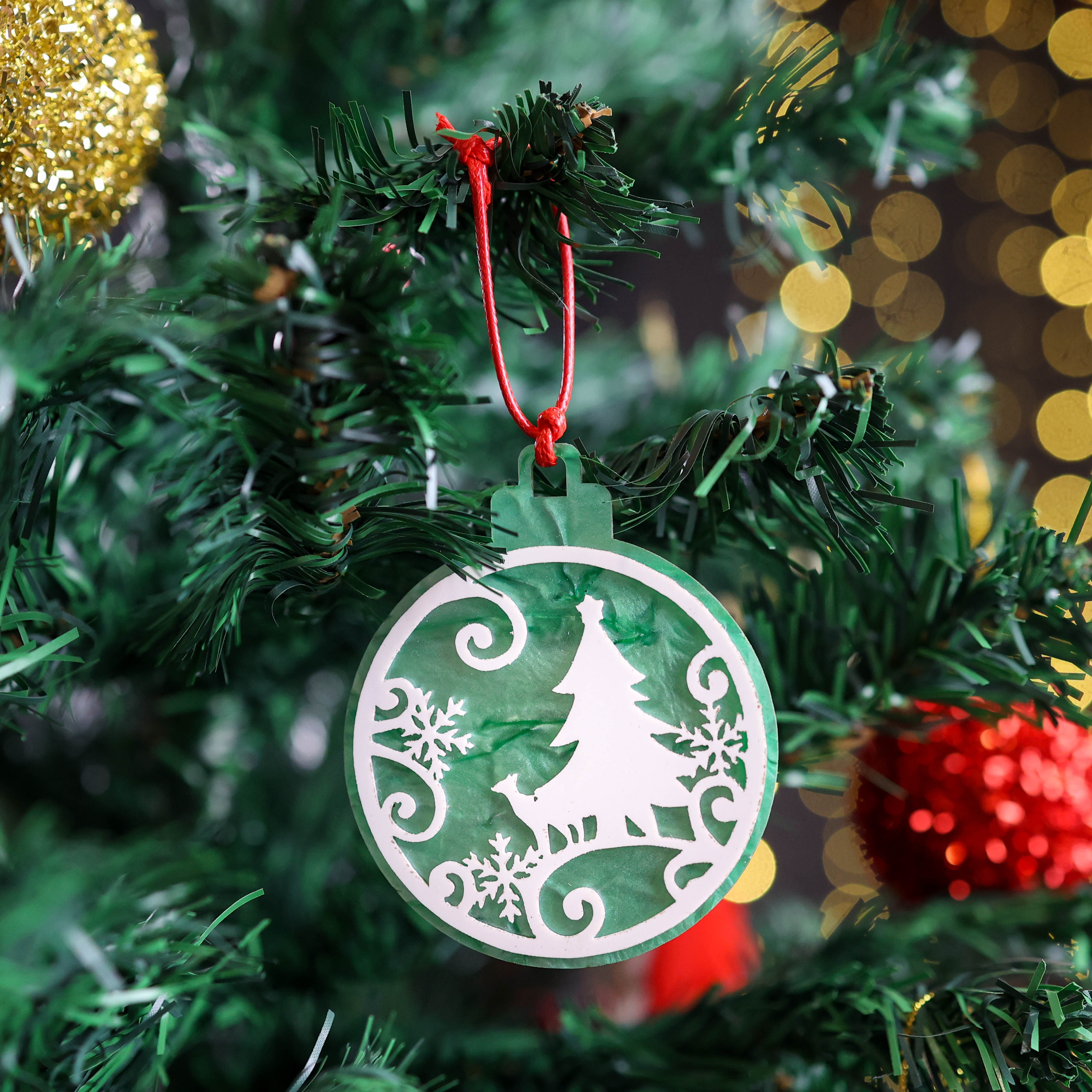 Christmas Tree Ornaments Acrylic Dual Layered - Set of 4