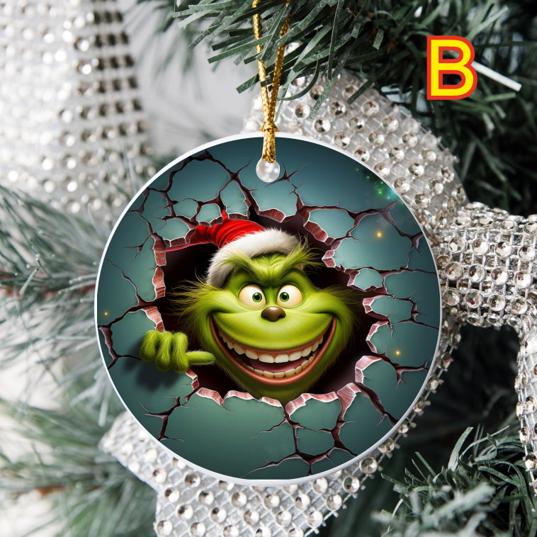 3D Looking Custom Christmas Tree Ornaments - Grinch Set 1