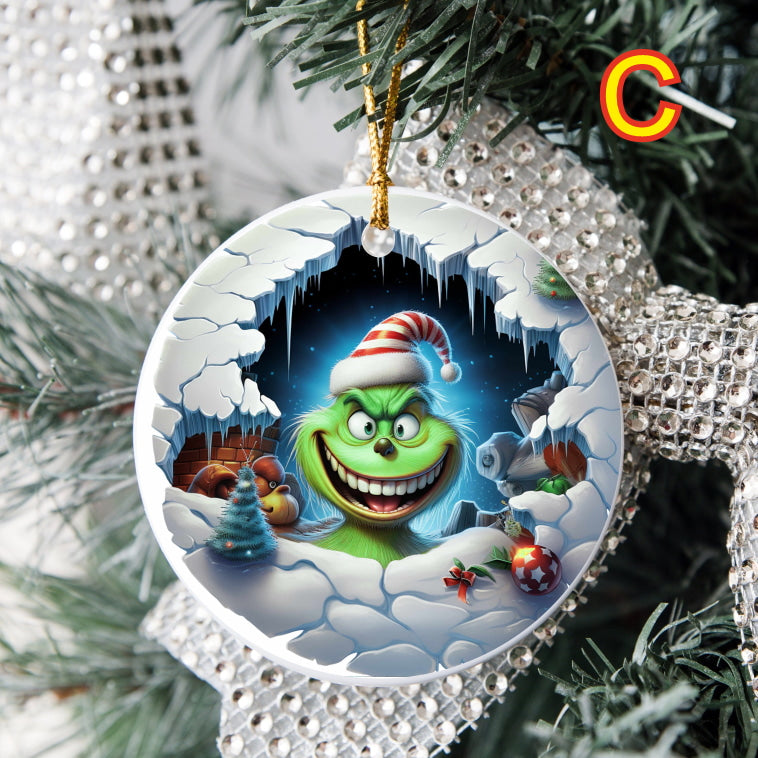 3D Looking Custom Christmas Tree Ornaments - Grinch Set 2