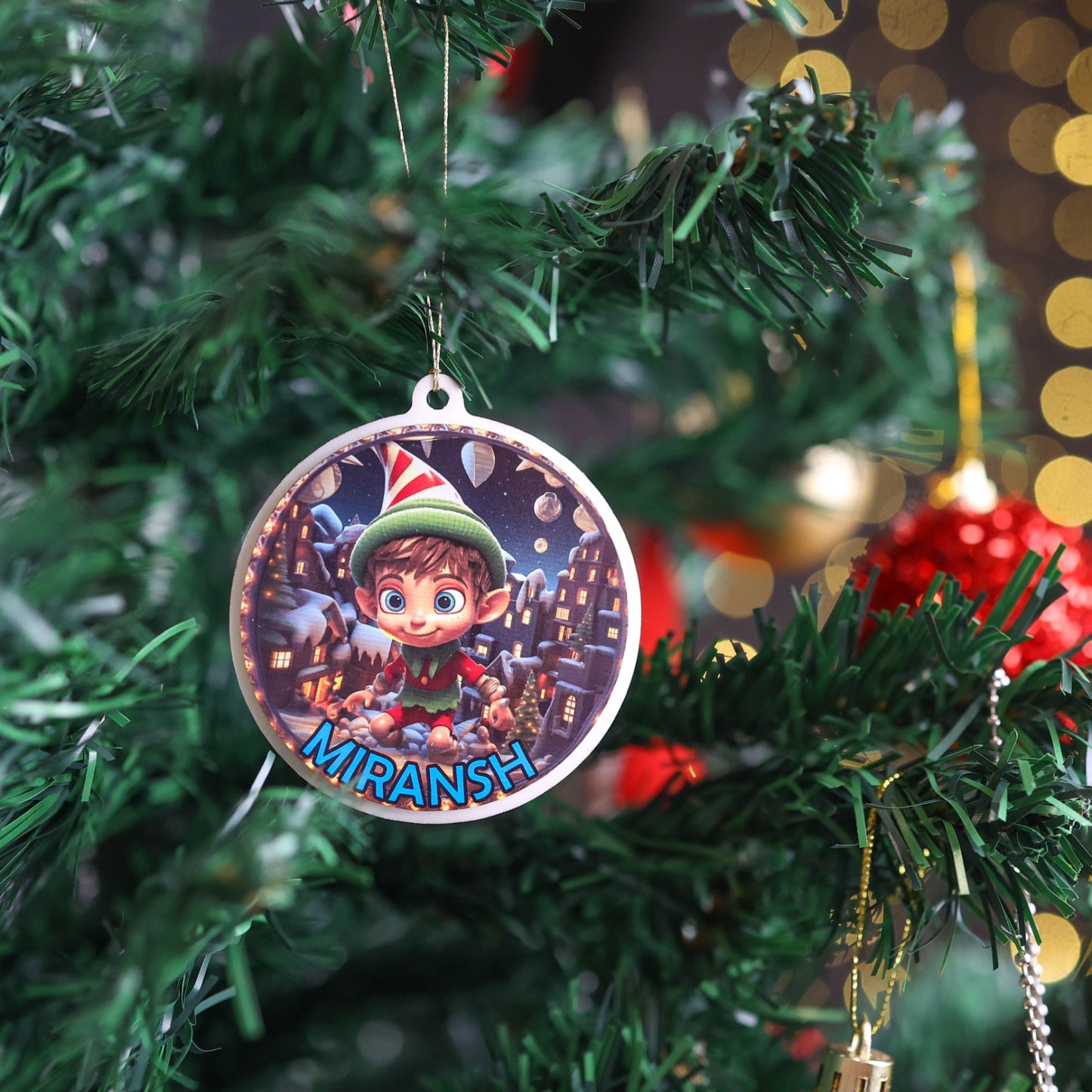 3D Looking Custom Christmas Tree Ornaments - Elf Set 1